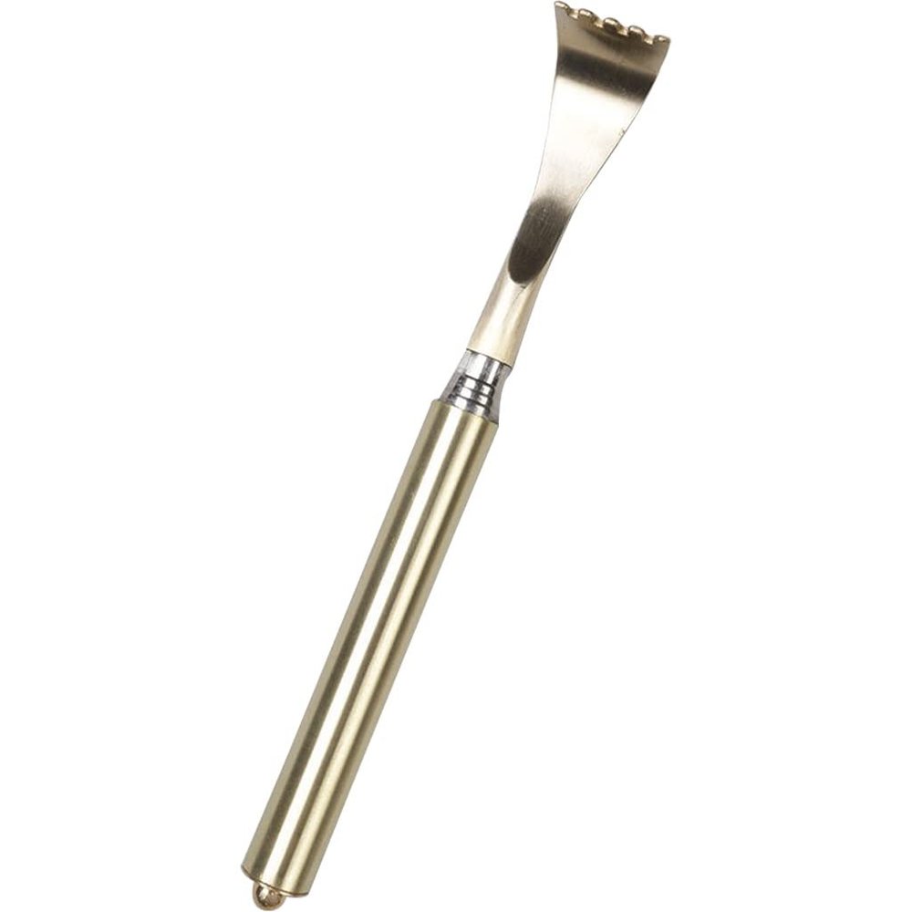 Back Massager with Pure Copper Gripper,Creative Engraved Text Back Scratcher, Stainless Steel Telescopic Anti-Itch Artifact(20-47cm)