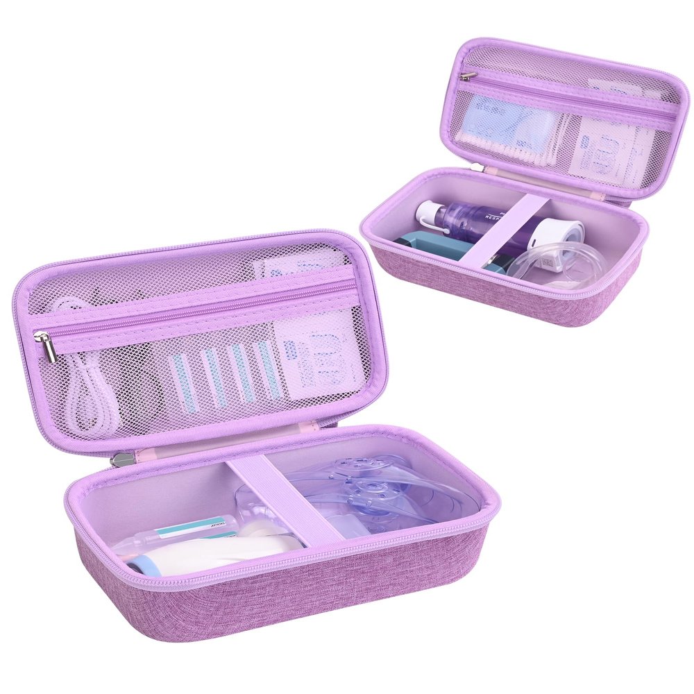 stukcaze Asthma Inhaler Case Portable Nebulizer and Spacer Storage for Kids and Adults - Travel Carrying Case for Masks, Inhaler Holder (PURPLE)