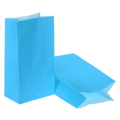 PATIKIL 9.5x3.2x5.1 Inch Party Favor Paper Bags, 24 Pcs Kraft Paper Goodie Gift Lunch Treat Bags Party Supplies for Wedding Birthday Halloween Graduation, Light Blue