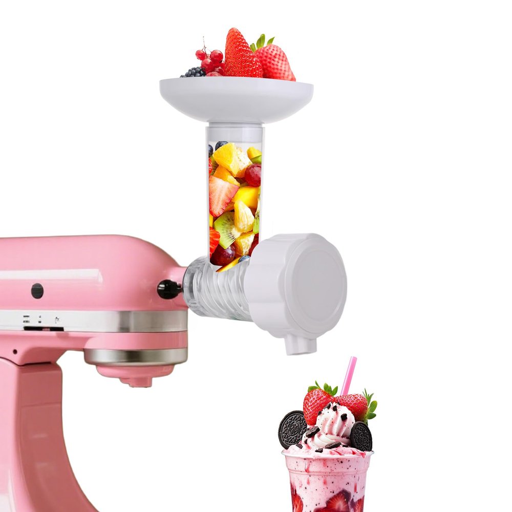 Ice Cream Maker Attachment Dishwasher Safe, Fruit Ice Cream Attachment Compatible with KitchenAid Mixer, Dairy-Free Frozen Fruit Sorbet, Dessert and Soft Serve Frozen Yogurt