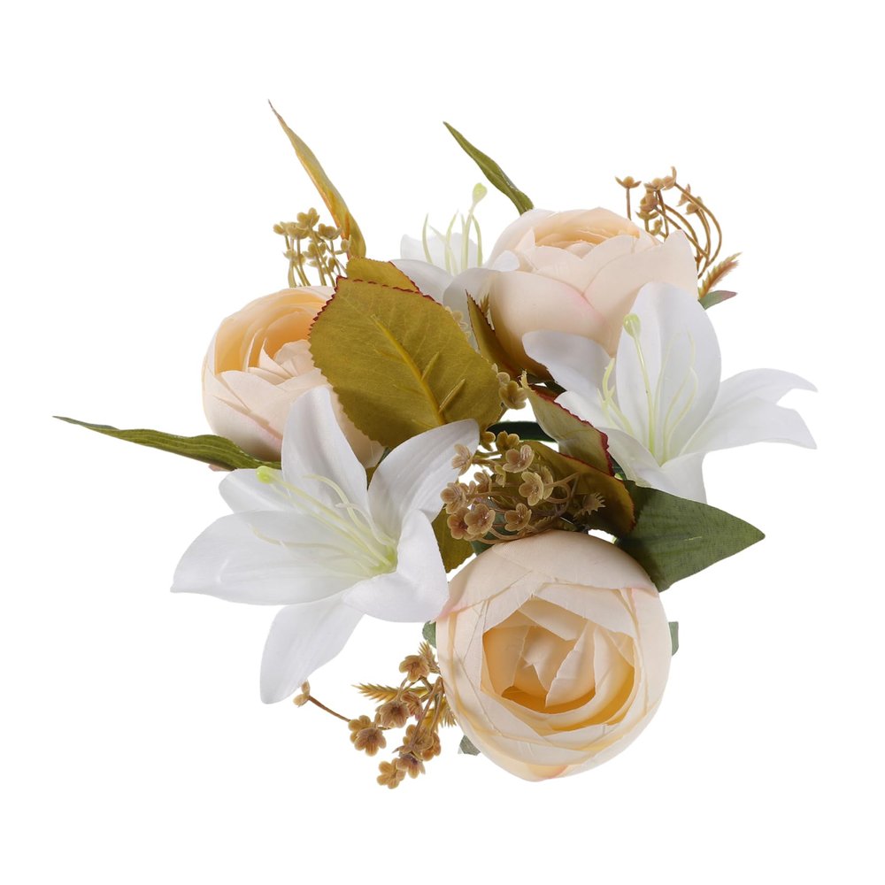 BIUDECO Elegant Artificial Flower Candle Wreath European Style Decorative Centerpiece for Weddings Home Decor and Dining Tables Realistic Rose and Eucalyptus Design Soft