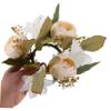 BIUDECO Elegant Artificial Flower Candle Wreath European Style Decorative Centerpiece for Weddings Home Decor and Dining Tables Realistic Rose and Eucalyptus Design Soft view 4