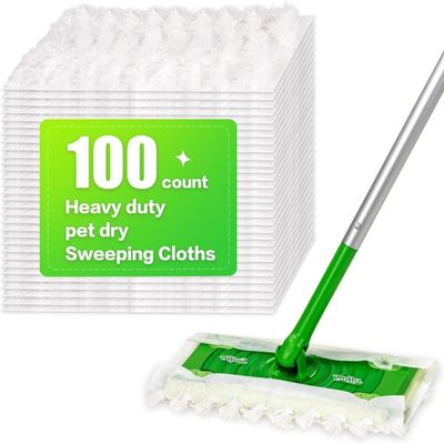 NLIEOPDA Disposable Dry Sweeping Cloths Microfiber Dust Mop Pads for Hardwood Floors & Pet Hair(100pcs)