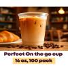 100 Pack 16 oz Clear Plastic Cups, 16oz Disposable Iced Cold Coffee Cups, Sturdy Recylable Drinking Cup for Milkshake, Smoothie, Cocktail, Cold Drinks, Plastic Tumblers Wine Glasses for Wedding Party view 4