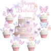 87 Pcs Pink Butterfly Birthday Party Cupcake Topper Decorations for Spring Butterfly Girls Baby Shower 1st 2nd 3rd 4th 5th Birthday Party Cake Supplies Favors view 1