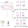 87 Pcs Pink Butterfly Birthday Party Cupcake Topper Decorations for Spring Butterfly Girls Baby Shower 1st 2nd 3rd 4th 5th Birthday Party Cake Supplies Favors view 3
