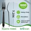 1000 Count Extra Heavy Duty Plastic Forks Black Disposable Forks Premium Bulk Plastic Forks Heavy Duty Plastic Silverware for Parties, Family Gatherings view 2