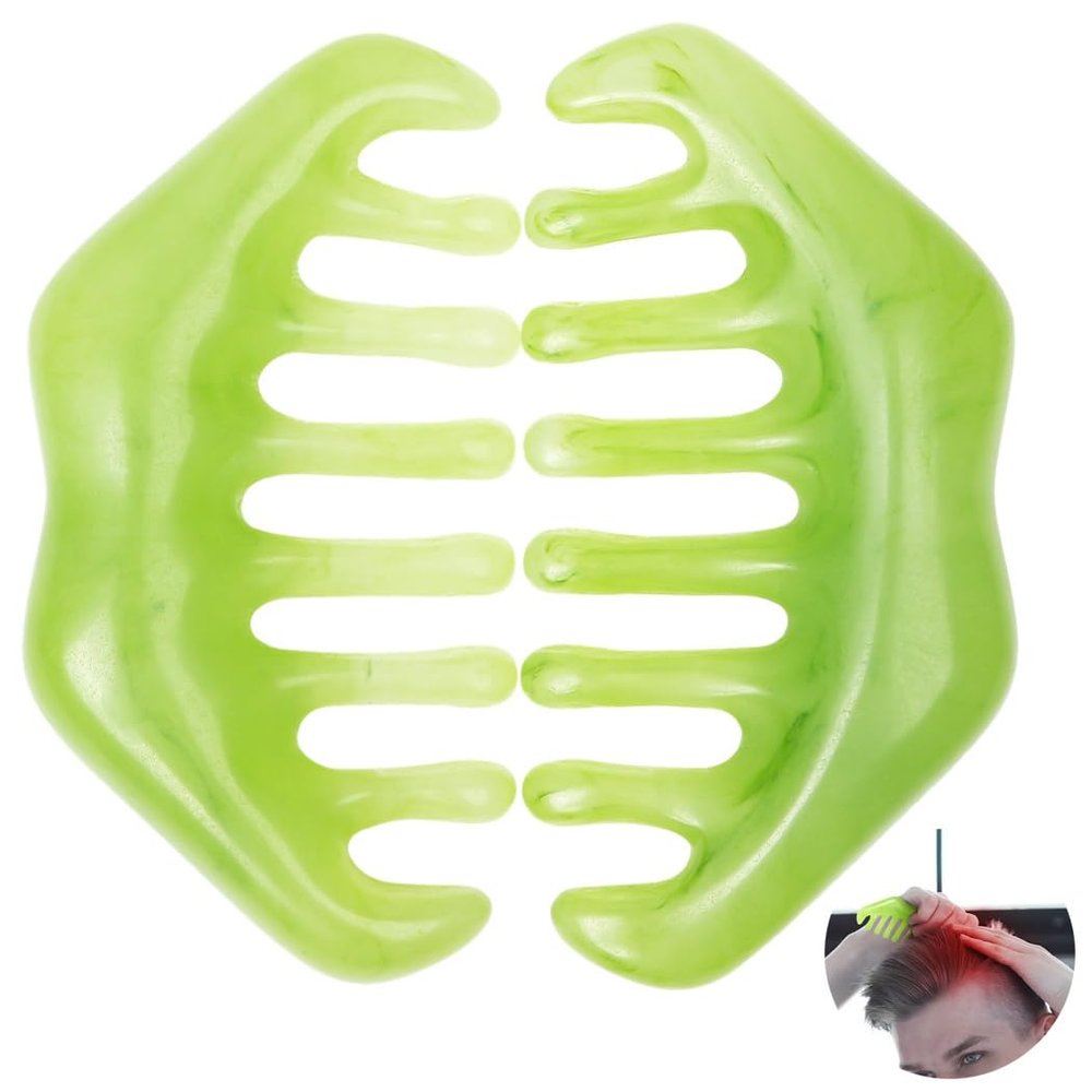 2-Pack Resin Head Combs, Scalp Massage Tools, Portable Hair Combs for Physical Relaxation and Stress Relief, Multifunctional Green Massage Set