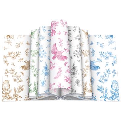 Feifeiya 200 Pcs Floral Wax Paper Sheet for Food Chinoiserie Bird Deli Paper Waterproof Sandwich Wrapping Greaseproof Food Basket Liners for Picnic Party Kitchen Supply, 9.8 x 8.7inch (Floral,Mixing)