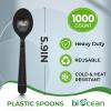 1000 Count Plastic Spoons Heavy Duty Disposable Spoons Black Extra Heavyweight Plastic Spoons Bulk Cutlery for Parties, Family Gatheringsicnic view 2