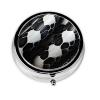 Pill Box 3 Compartment Medicine Pill Case for Pocket or Purse Pill Boxes Decorative Organizer Unique Gift - Black White Snake Skin view 1