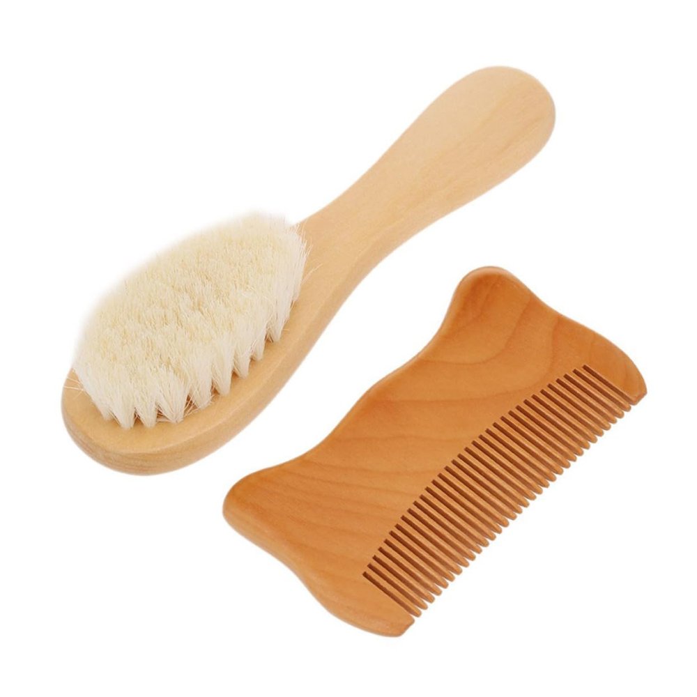 ARTSEWPLY 2pcs Natural Wooden Comb and Bathing Brush Hair Brush Gentle Comb for Detangling Hair and Scalp for Home Use