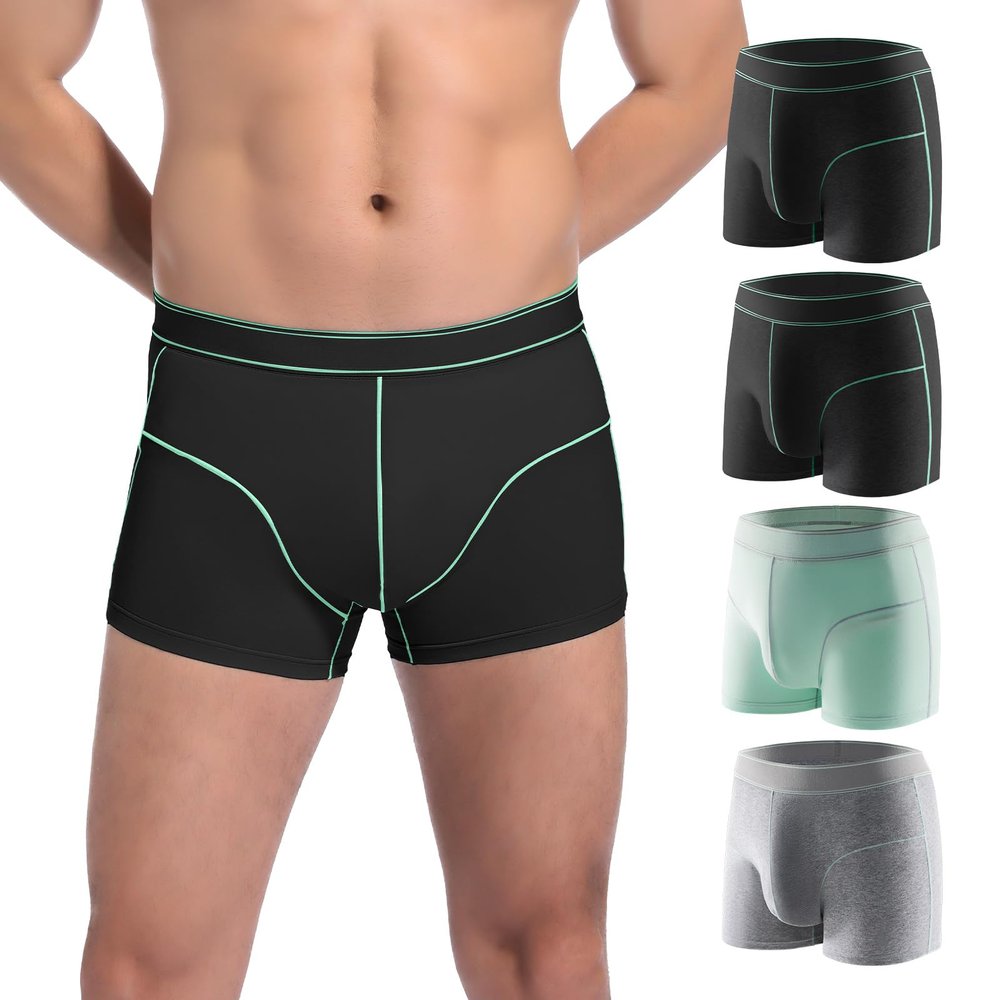 Carer Men's Washable Incontinence Underwear, 2 Black/Gray/Green, Large
