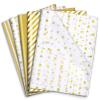 120 Sheets Gold Tissue Paper for Gift Bags 20 x 14 Inch Metallic Gold White Tissue Paper with Dots Stripes for Cheer Bags Father's Day DIY Crafts Wedding Anniversary Decorations view 1