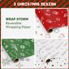 WRAP STORM Reversible Christmas Wrapping Paper 3 Rolls (17" x 120") Gift Wrap with 6 Holiday Designs: Santa, Trees, Snowflakes & Festive Dots view 2