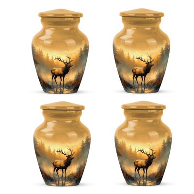 Yatskia Deer Little Memorial Urns for Human Ashes Adult Man, Small Keepsake Urn for Ashes for Women, (Classic 3 Inch, Pack of 4)