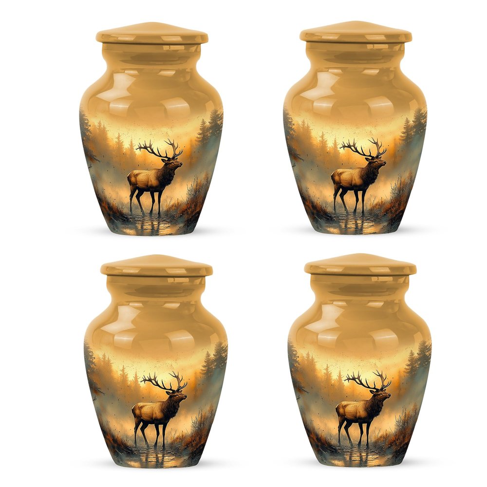 Yatskia Deer Little Memorial Urns for Human Ashes Adult Man, Small Keepsake Urn for Ashes for Women, (Classic 3 Inch, Pack of 4)