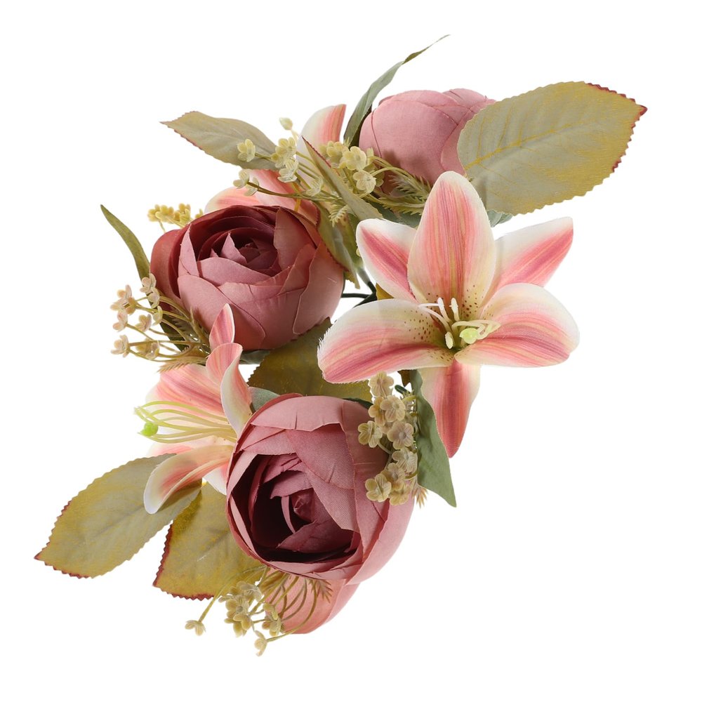 Amosfun Artificial Rose Candle Wreath Floral Candle Eucalyptus Leaves for Wedding Home and Dining Table Decor Lightweight Versatile Centerpiece for Various Occasions