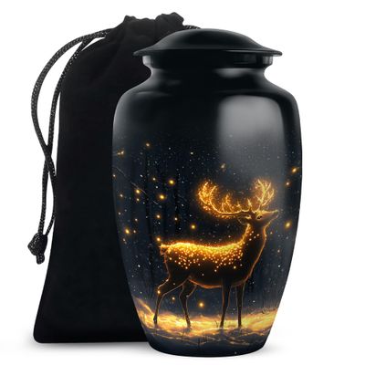 Yatskia Deer with Firefly Large Funeral Urns for Human Ashes Adult Brother and Sister, Cremation Urn for Adult Ashes, (Classic Large, 10 Inch)