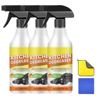 Kitchen Degreasing Foam Cleaner, Heavy Duty Foaming Degreaser Spray for Stovetops, Ovens & Pots, Powerful Concentrated Cleaner for Tough Grease & Stains