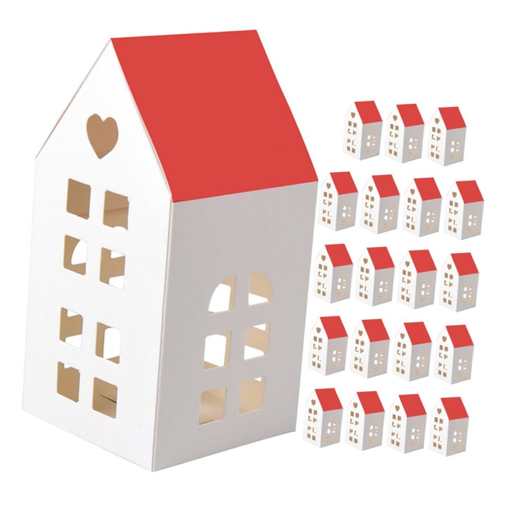 PRETYZOOM 20pcs House Shaped Candy Boxes Favor Boxes for Christmas Parties and Weddings Festive Paper for and Decorations