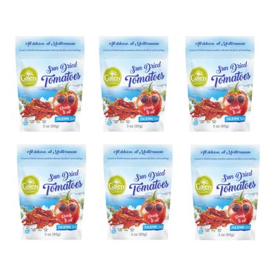 Galen Sun Dried Tomatoes, Julienne Cut, Soft, Moist, Ready to Eat, Mediterranean Flavor Sundried Tomato, Gmo Free, Kosher, Vegan, No Sugar Added, Resealable Bag, 3 oz (Pack of 6)