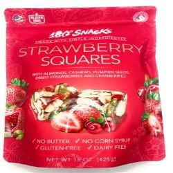 180 Snacks, Strawberry Squares, with Almonds, Cashews, Pumpkin Seeds, Dried Strawberries and Cranberries, 425 g