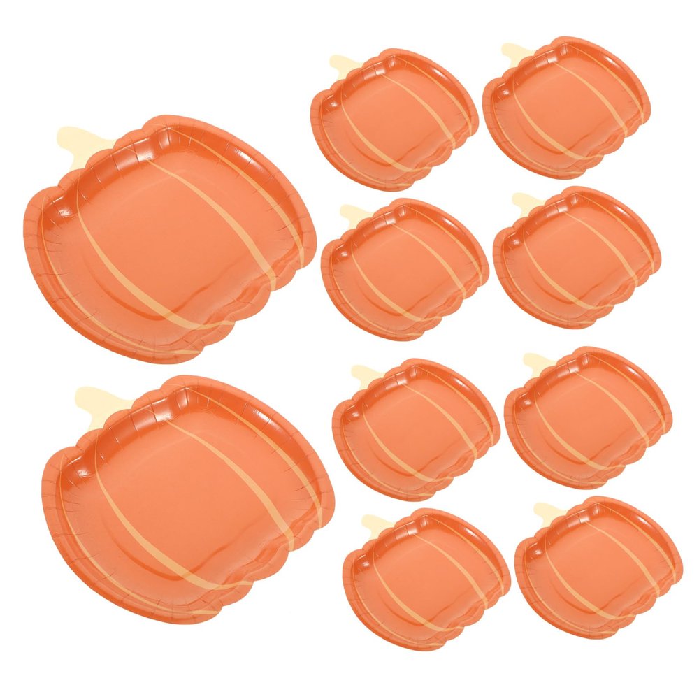 GLEAVI 20Pcs Pumpkin Shaped Disposable Paper Plates Convenient Dinnerware for Halloween Parties for Snacks Desserts and Cakes Fun Fall Tableware Supplies