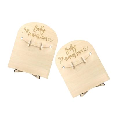 Angoily 2sets Wooden Birth Announcement Cards Stands Milestone Signs for Newborn Nursery Decor Shower