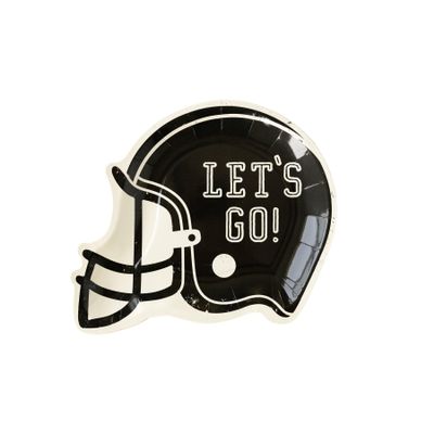 My Mind's Eye Football Helmet Plates Fun Sports Party Tableware for Tailgate Parties Game Day Snacks Desserts and Football Celebrations Pack of 8, 8.5 x 10 Inches