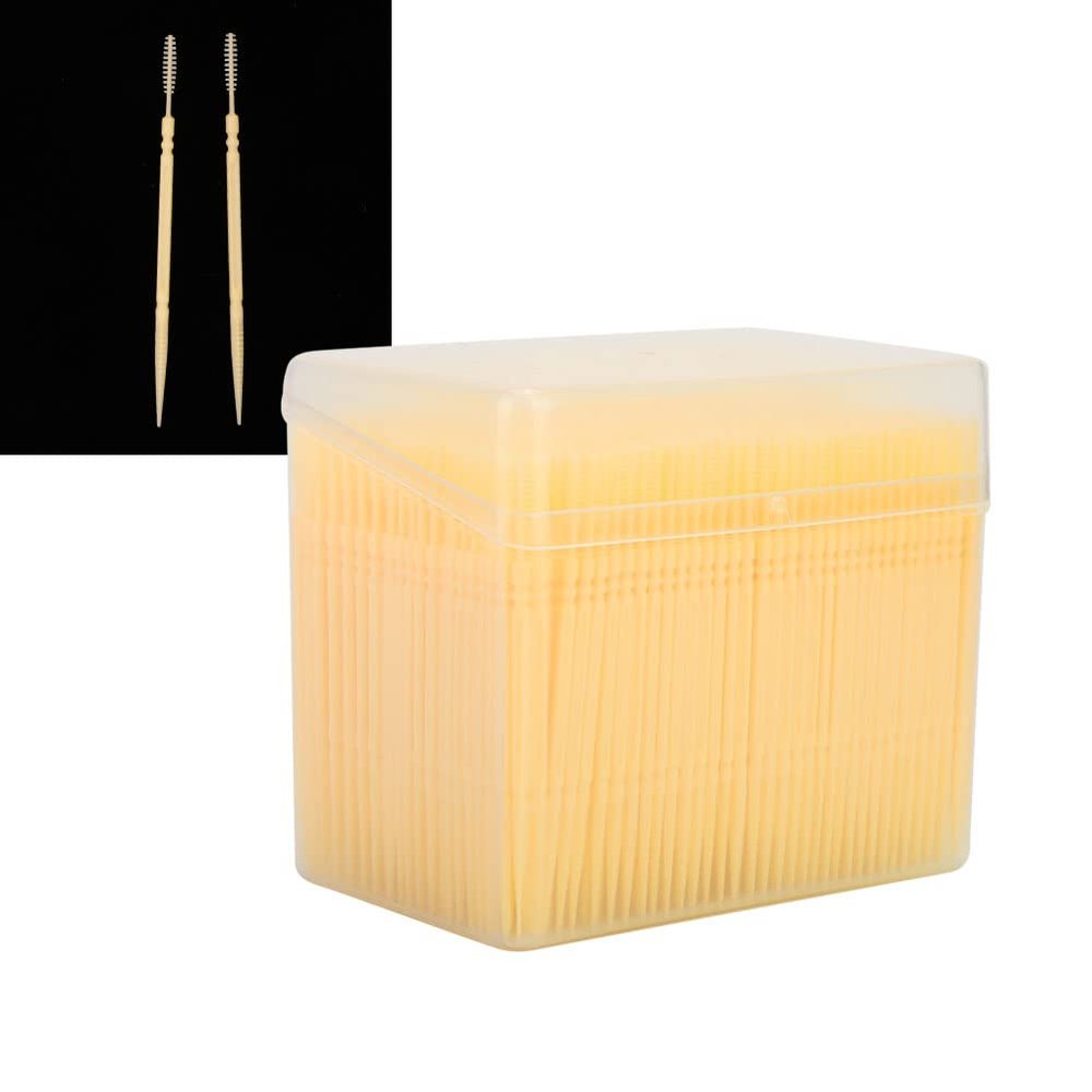 1100pcs Box Dual Head Teeth Cleaning Toothpick Oral Care Floss Pick Yellow for Most People (Lemon Yellow)