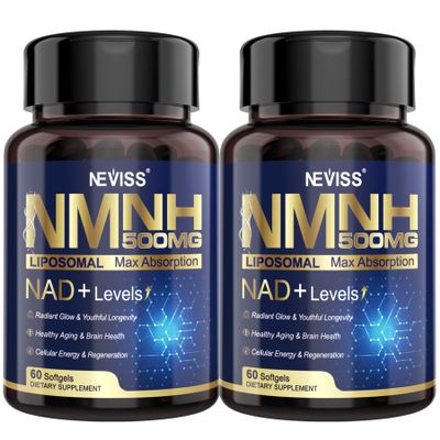 2Pack NAD+ Supplement, Next-Gen NMNH Liposomal 500mg, NR NMN Supplement Alternative, High Absorption NAD+ with Curcumin, Niacinamide for Cellular Energy, DNA Repair, Healthy Aging, 120 Softgels