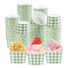 120 Pcs Gingham Paper Cups 12 oz Disposable Green Paper Dessert Snack Bowls Sage Green Gingham Ice Cream Cups Food Yogurt Cup Containers for Hot or Cold Food Soup CandiesBirthday Wedding Bride Shower view 1