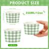 120 Pcs Gingham Paper Cups 12 oz Disposable Green Paper Dessert Snack Bowls Sage Green Gingham Ice Cream Cups Food Yogurt Cup Containers for Hot or Cold Food Soup CandiesBirthday Wedding Bride Shower view 4