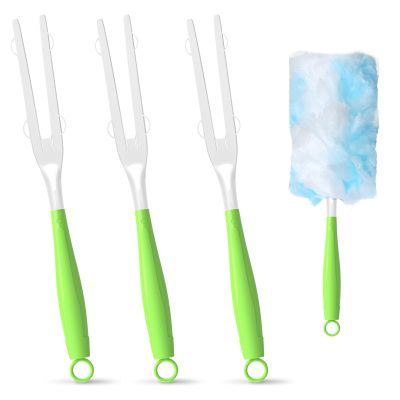 3PCS Duster Refills Folding Handles Set Compatible with Swiffer Dusters,Disposable Static Dust Removal Brush Handle for Dusting Electronics,Furniture,Blinds,Ceiling Fans (3, Green)