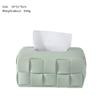 Tissue Box Holder Tissue Box Ceramic Square Woven Texture Home Living Room Desktop Organizer Decorative Napkin Holder(White) view 2