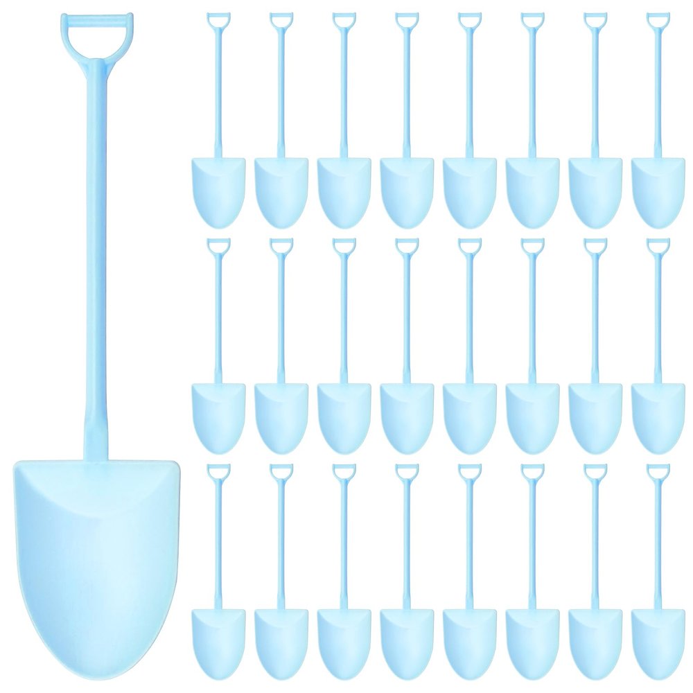 100PCS Mini Shovel Spoons for Desserts, Shovels Pudding Yogurt Spoons for Family or Party Cute Disposable Plastic Dessert Spoon (Blue)