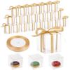 50 Clear Plastic Favor Boxes With Gift Ribbon, 2.76 Cube Boxes For Wedding, Party Treats, Macarons, Cupcakes, And Small Gifts view 1