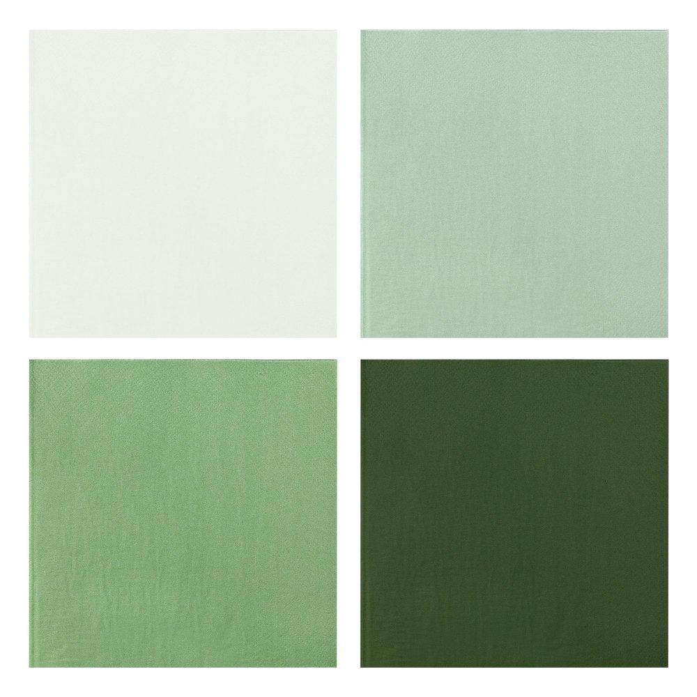 100Pcs Sage Green Party Napkins Gradient Green Disposable Paper Napkins 4 Colors 6.5" Dinner Luncheon Cocktail Napkins for Xmas Birthday Wedding Baby Shower Party Supplies