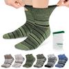 Bulinlulu Diabetic Socks for Men Women,6 Pairs Non Binding Ankle Diabetic Socks for Women Men Size 9-12 10-13(Dark Mix Stripe-Large) view 1