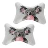 BoomDragon 2Pcs Memory Foam Car Neck Pillow for Travel Car Seat & Home, Bubble Gum Cute Funny Koala Luxury Neck Support Headrest Pillow Travel Neck Pillow with Elastic Strap view 1