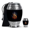 Blackk Guitar Fire Large Funeral Urns for Ashes Adult Male - Small Memorial Urn for Ashes Adult Women - Funeral Ashes 1 Large 1 Keepsake view 1
