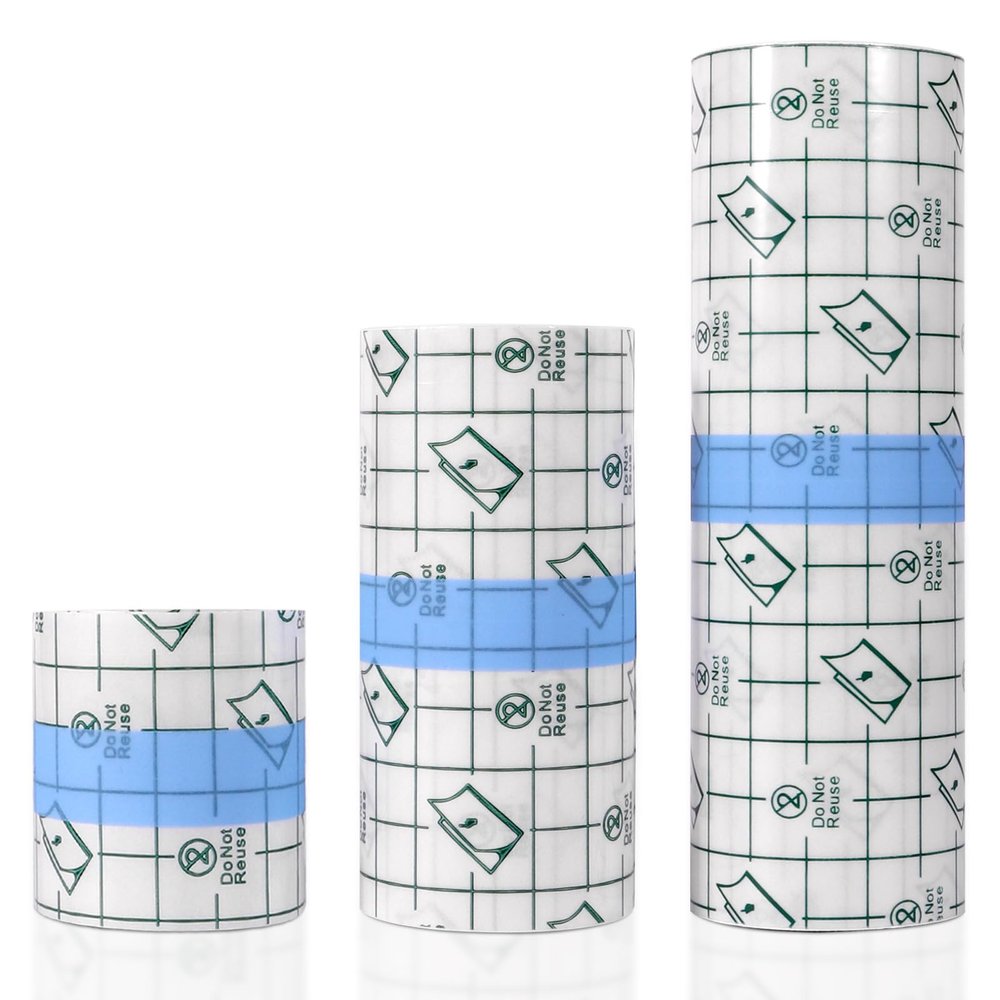 3 Rolls Transparent Waterproof Bandages Film Dressing Clear Adhesive Dressing Tape, Post Surgical Shower Shield for Tattoos Swimming 3 Sizes (2 Inch, 4 Inch, 6 Inch)