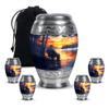 Fishing Adult Cremation Funeral Urn for Human Ashes, Keepsake Memorial Gift, Mini Urns for Ash Container, Combo, Grey (10 Inch & 3 Inch Mini Set of 3) view 1