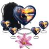 Fishing Adult Cremation Funeral Heart Urn for Human Ashes, Keepsake Memorial Gift, Handcrafted Small Urns for Ash Container, Combo, Grey (8 Inch & 3 Inch Mini Set of 3) view 1