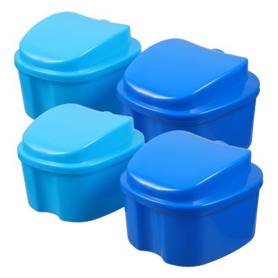 MERRYHAPY 4pcs Denture Case Filter Lid Leakproof Denture Container for Soaking Portable Holder and Mouthguards for Home and Travel