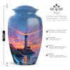 Funeral and Memorial Urns for Human Ashes, Lighthouse Keepsake Urn for Ash, Adult Funeral Urn Handcrafted, Memorial Gift, Combo, Blue (10 Inch & 3 Inch Mini) view 2
