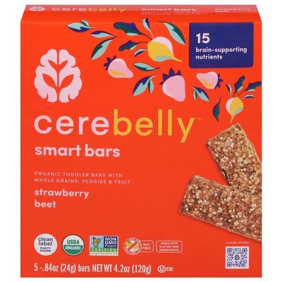 Cerebelly, Strawberry Beet Smart Bars, 4.2 Ounce