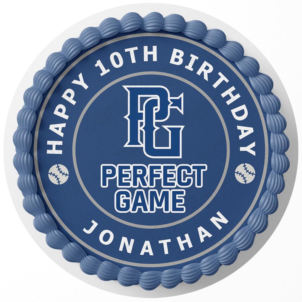 7.5 Inch Edible Cake Topper Perfect Game Baseball Birthday Party Collection of Edible Cake Decorations round