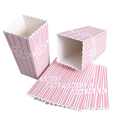 ABOOFAN 6PCS Plus Size Striped Paper Popcorn Boxes for Parties Pink Disposable Treat Containers for Events Movie Nights and Gatherings